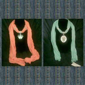 Amazing Orange & Teal Jeweled Scarfs